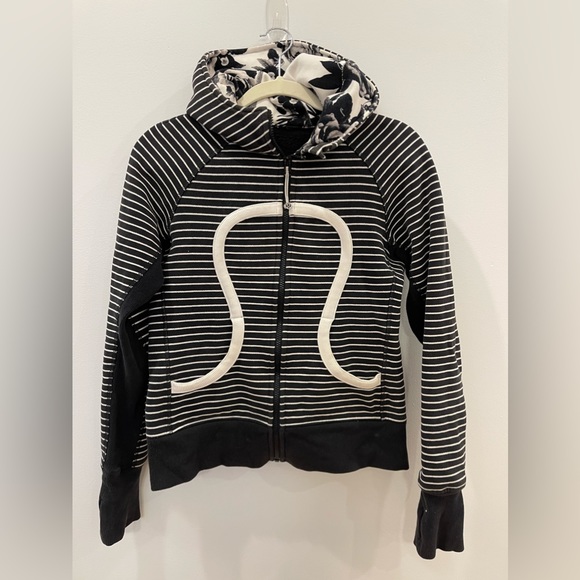 Lululemon Striped Floral Brisk Bloom Scuba Hoodie Size 6 - Picture 2 of 10